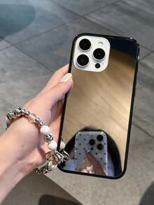 1 pieza Funda de espejo con marco negro, compatible con modelos de teléfono 11/12/12 Pro/12 Pro Max/13/13 Pro/13 Pro Max/14/14 Pro/14 Pro Max/15/15 Pro/15 Pro Max/16/16 Pro/16 Pro Max/16 Plus/17/17 Pro/17 Pro Max/17 AIR - Negro - Ver 4