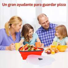 ANTSAY Silicone Pizza Box, Triangular Collapsible Pizza Box With 5 Pizza Trays, Microwave Is Ok And Reusable - Red - View 7