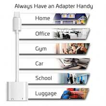 二合一 Lightning 转 3.5 毫米/Lightning 音频适配器，无损音质转换器耳机适配器，兼容 14 Pro Max/14 Pro/14 Plus/14/13/12/11，音频转换线，充电和通话适配器 - 白色 - 查看 11