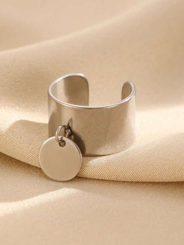 1 szt. damski gładki, otwarty pierścionek z frędzlami, szeroki, prosty i elegancki prezent, odpowiedni do codziennego stroju i jako dodatek na imprezę, prezent dla przyjaciół