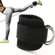 1 Adjustable Breathable Ankle Strap For Resistance Bands - Durable Black Polyester Fitness Ankle Loop - Perfect For Taekwondo, Leg Strength Training, Hip Exercises, And Leg Exercises - màu đen - Xem 2