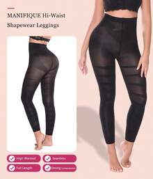Anti-Cellulite-Leggings Damen Yoga Hose mit hoher Taille, Bauchkontrolle formende Kompressions-Body-Shaper, Abdominal Control Po-Lifting - Schwarz - Übersicht 5