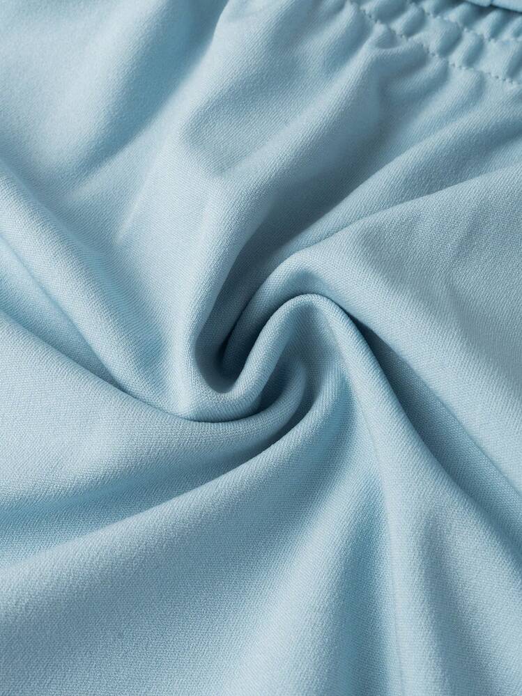 女士时尚欧美风纯色休闲单扣弹力腰翻领长袖外套，简约街头风日常穿搭，秋冬款 - 藍色 - 查看 11