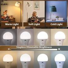 1个带遥控器的可充电LED灯泡，智能RGB变色灯泡，带挂钩，E26灯头，适用于露营、徒步、钓鱼、度假、汽车、大学、运动、家庭、派对、客厅、卧室、音乐节、飓风应急等场合，RGB照明，电池续航时间长，灯泡亮度高，具有充电保护功能，光线均匀，照明范围广。 - 多款 - 查看 7