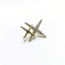 1件 时尚商务男士西装衬衫星形金属胸针 - 金黃色 - 查看 2