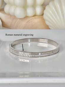 1 件优雅不锈钢银色时尚防水手链首饰女士 - 銀色 - 查看 22