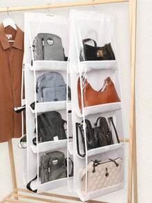 A White Handbag Hanging Storage Box. Hanging Bag. Used For Storing Handbags. Hanging Storage Box For Handbags In The Closet. Handbag Storage Box. Used For Closet Storage. - White - View 2