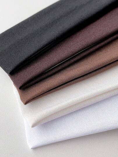 5pcs/Set PRETTY KITTY Women's Solid Color Sports Headbands, Coffee Tone, Suitable For Yoga, Running, Pilates And Other Sports, Sweat-Absorbent And Breathable, High Elasticity, Headband/Headscarf/Sports Headband, Student Supplies, College Spring Accessories