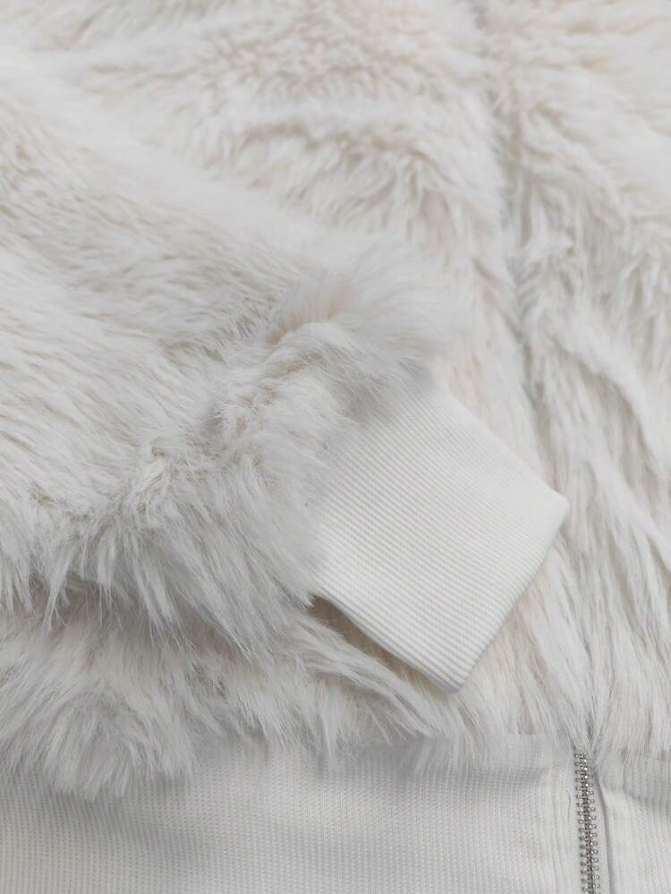 Modcrash Men Loose Fit Faux Fur Coat, Vintage, Winter, Fall - White - View 8