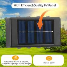 1/2pcs Warm/White 8LED Solar Powered Garden Lights, Indoor Decorative Wall Lights With Convex Lens, Outdoor Fence Lights, Stair Lighting, Wall Decor Lights, IP44 Household LED Landscape Lights, Suitable For Outdoor, Yard, Villa, Fence, Patio, Garden - 8LED-wall Light - View 7