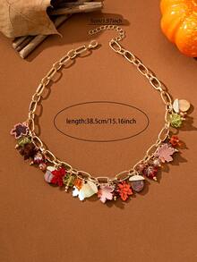 1 Pc Acrylic Maple Tree Leaves Charm Necklace , Chestnut Pendant , Women Fashion Autumn Season Jewelry , Thanksgiving Vibes Necklaces Jewelry