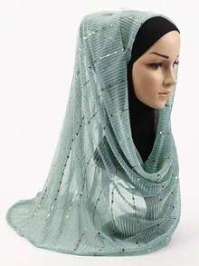 女士亮片蕾丝网眼闪光奢华头巾围巾日常围巾披肩金色和银色闪光件将随机发送。 - 彩色 - 查看 25