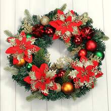 24 Christmas Red Gold Artificial Christmas Flowers Sparkling Christmas Decorations Christmas Tree Flowers With Poles And Clips For Flower Garlands Christmas Trees New Year Party Decorations Wedding, Christmas, Party, Holiday, Wedding, Scene Decoration