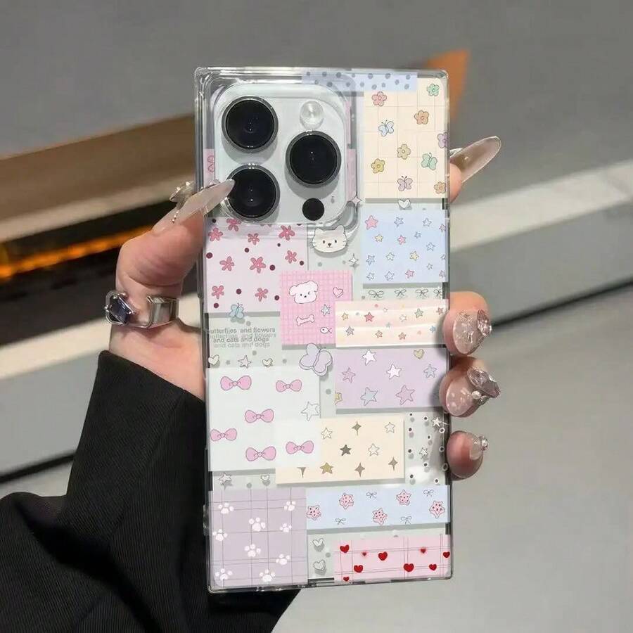 Nueva funda tipo bloque cuadrado con pajarita, orificio grande y ángulo recto, fabricada en TPU, compatible con 16/15/14/ Funda protectora brillante para phone 13/12 Pro, 14, 15, 16 Plus y 12 Pro. Ideal para regalar en cumpleaños y otras ocasiones. Diseño elegante y llamativo. Perfecta para uso diario. Material resistente a golpes. Alta calidad. Funda de diseño. Para seguidores y usuarios. - transparente - Ver 1