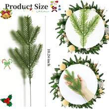 10/30 PIEZAS Ramas de pino artificial de 9.84 pulgadas, ramas de árbol de Navidad verde, plantas verdes a granel, accesorios DIY para guirnaldas navideñas, coronas, decoración rústica del hogar, decoración de invierno