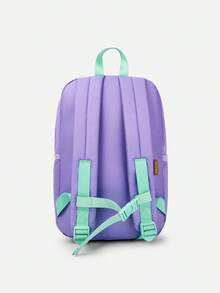 Balabala Kids Backpack Large Capacity Color Block Comfortable Daypack - Purple - View 2