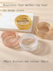 20pcs 3-14Y Girls' Delicate Glitter Bamboo Knot Stacking Bangle Bracelets - one-size - View 28