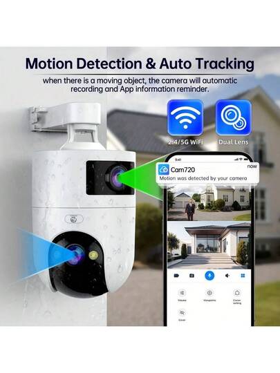 5G Dual 3MP Security Camera 360° PTZ, Night Vision, Indoor/Outdoor Way Audio, Motion Tracking view 2