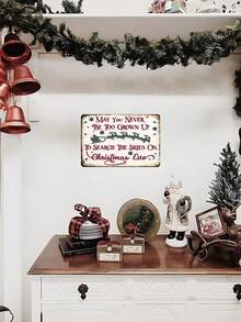 1pc, Christmas Metal Tin Sign, Retro Santa Claus Sign, Funny Santa's Workshop Tinplate Decor, Christmas Rules Wall Decoration, Wall Decor For Home Living Room Bedroom Garage Man Cave Kitchen Bar Pub Office Street Porch Yard, Holiday Decor, Merry Christmas Wall Plaque, Christmas Decor Gifts, Home Decor, Vintage Christmas Poster With Santa, Sleigh, 8x12inch