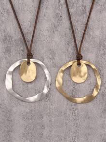 1 chiếc vòng cổ kim loại xoắn tròn vàng tối giản, vòng cổ xích phóng đại thời trang dành cho cả nam và nữ, thích hợp làm quà tặng cho bạn trai/bạn gái - Ngắn - Xem 13