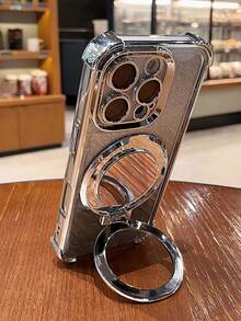 Luxury Plating Glitter Clear Mirror Bracket Phone Case Compatible With IPhone 17 Air 16 E 15 14 Plus 13 12 11 16 Pro Lens Protect Shockproof Cover