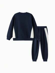 Balabala Boys 2 Pieces Set 2025 Fall New Sporty School Outfit - Dark Blue - View 5