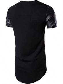 Men's Spell Leather Hipster Hip Hop T Shirthalloween - màu đen - Xem 4