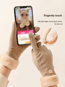 1 Đôi Găng tay cảm ứng ngoài trời ấm áp cho nữ, Găng tay dày chống gió, chống lạnh, mùa thu/đông - Nhiều màu - Xem 3