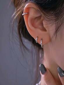 Juego de 6 anillos de acero inoxidable con múltiples tamaños, aretes de acero inoxidable 304 hipoalergénicos, diseño circular elegante y joyas personalizadas para las orejas, adecuadas para uso diario. - Pendientes de acero 304 - Ver 2