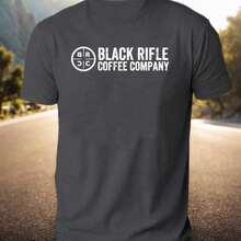 Black Rifle Coffee Company Vintage T-Shirt - Comfortable & Stylish Regular-Fit, 100% Cotton, Black With White Logo, Sizes M To 2XL, Perfect For Casual Outings Or Running All-Season Casual Wear For Gym, Outdoor & Parties - Perfect Gift - 黑色 - 查看 1