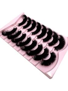 New 8 Pairs/Pack Natural Extension Thick Fluffy Volume False Eyelashes Dramatic Messy Mink Lashes Wispy Long Reusable Eyelashes 8D Volume Lasting Wispy False Eyelash Strips Foxy Eye Lifting Look Extension Full Eyelash Strip To Lengthen And Volumize The Outer Corner Of Your Eye Beauty Makeup Gift For Women & Girl - 黑色 - 查看 5
