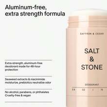 SALT &Amp; STONE Aluminum Free Deodorant | Extra Strength 48 Hour Protection For Women &Amp; Men | Made With Seaweed Extracts, Shea Butter &Amp; Prebiotics (Saffron &Amp; Cedar) - MàuE - Xem 5
