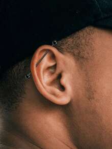 Black Industrial Barbell Earrings, Stainless Steel Cubic Zirconia Industrial Bar Piercing, Punk Long Flexible Cartilage Helix Piercing Earrings For Woman Man, Spiral Piercing Jewelry Party Daily Wear Night Out Social Gift