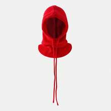 1pc Women's Drawstring Balaclava Solid Color Knit Hat, Neck Warmer Wool Detachable Hoodie, Casual Streetwear - Dharma Hat - View 16