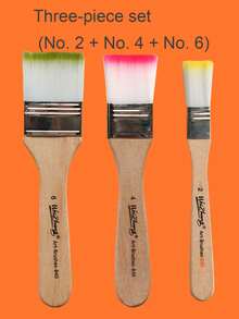 1pc/3pcs Nylon Wide Brush, Wooden Handle, Acrylic Canvas, Oil Painting Brush, Watercolor Brush, Art Stationery, Large Nylon Bristle Brush, Painting Brush, Painting Bristle Brush, Large Row Brush, School Art Painting, Doodle And Coloring Brush, Watercolor And Acrylic Oil Painting Nylon Row Brush, Painting Auxiliary Tools, Wall Painting Tools - Multicolor - View 24