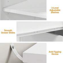 Large Extendable Makeup Vanity Desk, Corner Vanity Table With 3 Drawer & 2 Door, Modern Dressing Table And Chest Of Drawers Combo, Accent Vanity For Bedroom, Dressing Room - White - View 5