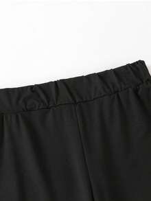 2pcs/Set Teen Girl Butterfly Print Short Sleeve T-Shirt And Flare Pants Outfit, Spring/Summer - Black - View 9