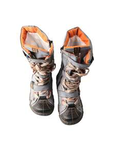 1 PairTMA EYES Women's Flat Bottom Padded Warm Thigh High Boots PU Leather Casual Side Zip Women's Boots - 黑色 - 查看 6