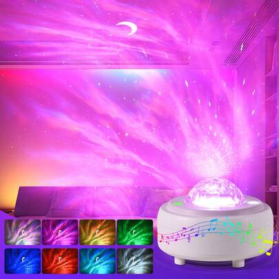Galaxy Projector With Bluetooth Speaker, Bedroom Night Light Star Projector, 8 Modes Aurora Projector With Moon, Mood Ambient Lighting, Suitable For Children And Adult Rooms, Power Cord Powered