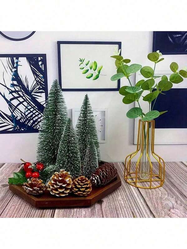 6 Stück Mini Weihnachtsbaum Set - Verschiedene Größen, künstliche Tischdekoration für Feiertagsfeier