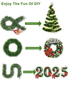 118.11inch Artificial Dense Christmas Decoration Green Grass Garland, Artificial Pine Greenery Garlands, Holiday Decoration Soft Green For Outdoor Indoor Use Artificial Greenery Garden Or Party Wedding, Christmas Fireplaces Decor, Able Indoor Outdoor Front Door Porch Home Decor, Home Decor Christmas Decorations Room Decor