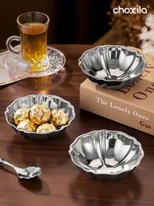 choxila 1PC Stainless Steel Dessert Cup, Dessert Bowl, Candlestick, Serving Tray, Cute Plates, For Home, Hotel, Restaurants, Parties Or Other Social Gathering, Ramadan, Eid Al-Adha - Lotus Bowl - View 2