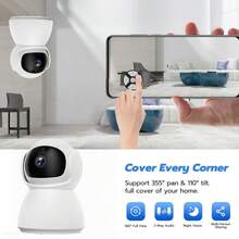 Cámara de interior HD 1080P, cámara WiFi de 2.4G, cámara de monitoreo con inclinación y giro con seguimiento automático, visión nocturna, audio bidireccional, adecuada para monitor de bebé y mascota, cámara de visión nocturna de alta definición para grabación de video y vigilancia del hogar