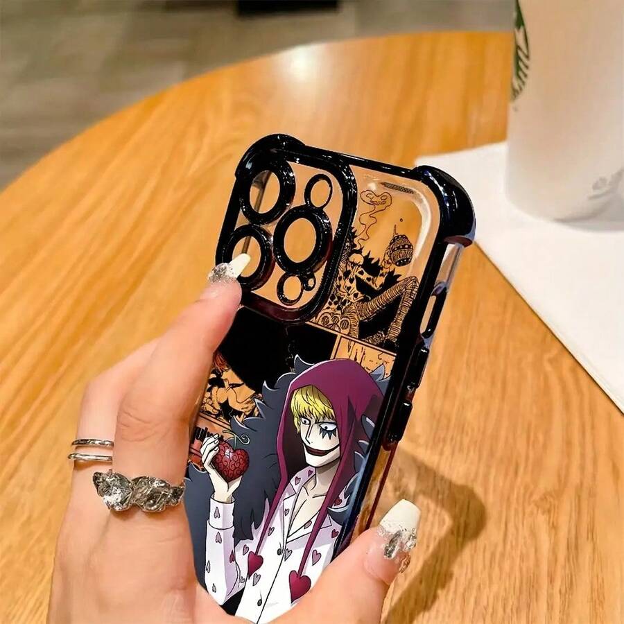 Funda de Teléfono Anime Cartoon Sailor Crew Corazones para iPhone 16 15 14 13 12 11 Pro Max X XR XS Max 8 7 Plus, a Prueba de Golpes, Transparente, Cubierta Trasera Suave - transparente - Ver 1