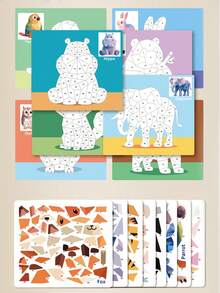 8 件 3D 几何形状拼贴动物和车辆贴纸，儿童 DIY 手工贴纸玩具，创意手工用品，男孩和女孩手工活动套件，适合作为圣诞礼物。