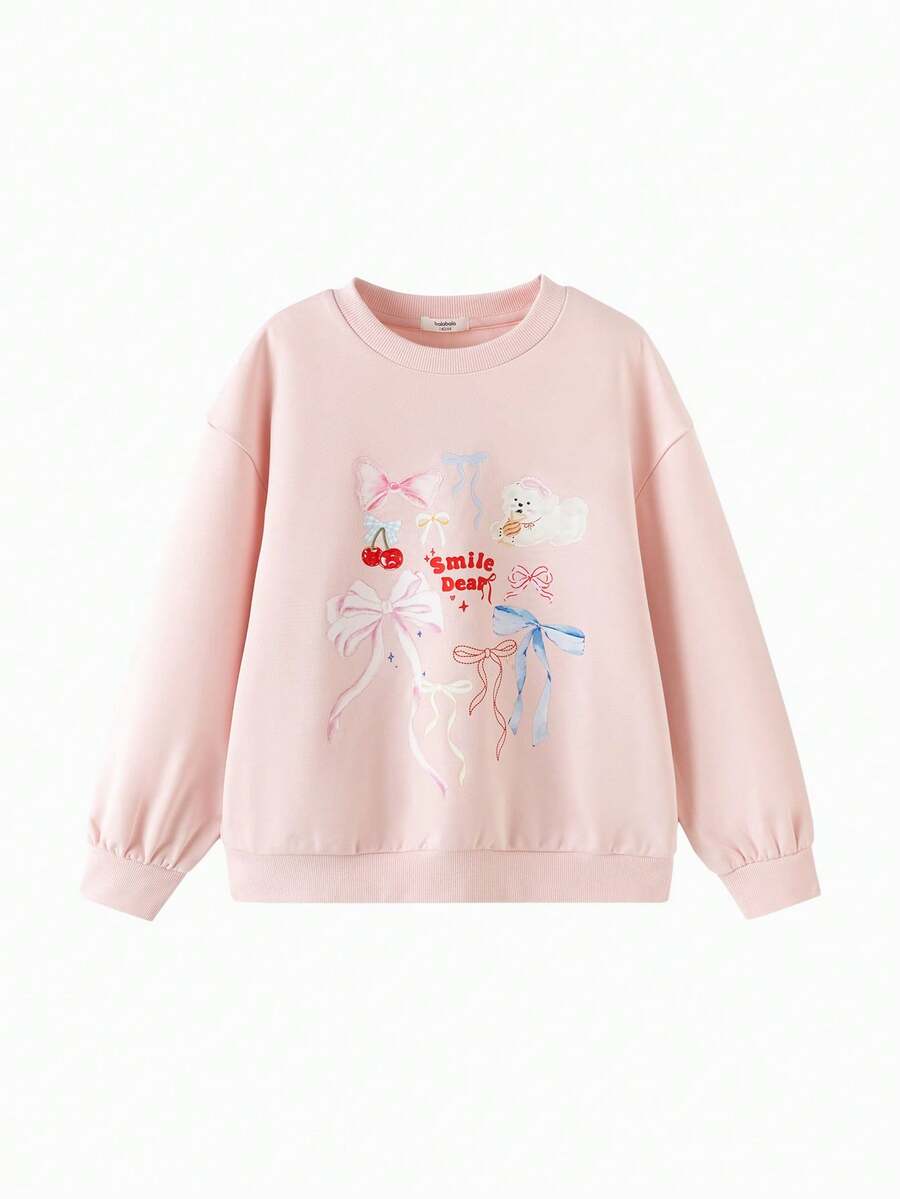 Balabala 2025年秋季新款少女卫衣印花T恤 时尚 - 白紅色 - 查看 1