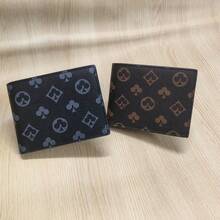 Billetera popular con estampado de picas para hombres y mujeres, billetera mini, monedero, billetera de otoño, pequeña billetera linda - Gris - Ver 2