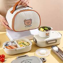 WORTHBUY 1 hộp đựng cơm trưa 3 ngăn có thể tháo rời, hộp đựng cơm Bento bằng nhựa chia ngăn di động 800ml dùng để chuẩn bị bữa ăn, dùng trong lò vi sóng, hộp đựng thực phẩm salad trái cây chịu nhiệt, thích hợp cho học sinh, người lớn sử dụng ở trường, văn phòng, cắm trại ngoài trời, dã ngoại, du lịch, trở lại trường - Nhiều màu - Xem 4