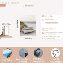 3 件套海滩上的白色灯塔木船小屋墙壁艺术帆布海报，适用于客厅卧室浴室办公室走廊厨房墙壁装饰，家居装饰礼物，可选框架，带框架的墙壁艺术 - 彩色 - 查看 17