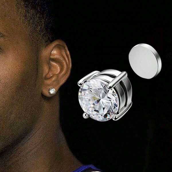 Hypoallergenic Clip On Earrings For Men Women - Stainless Steel Cubic Zirconia Stud Earrings Silver Unisex Ear Accessories With Secure Backs (Gift Ready)